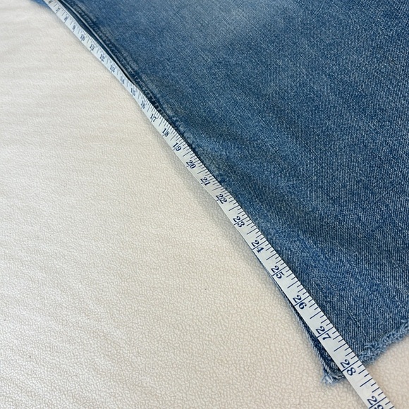 GAP Denim Blue High-Rise Wide Leg Jeans Button Fly Front Frayed Hem Size 14 - Picture 8 of 11